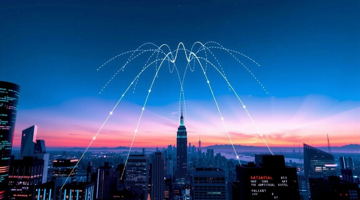 A futuristic city skyline at dusk, with digital data streams flowing upwards, symbolizing continuous growth and adaptation in the evolving digital landscape.