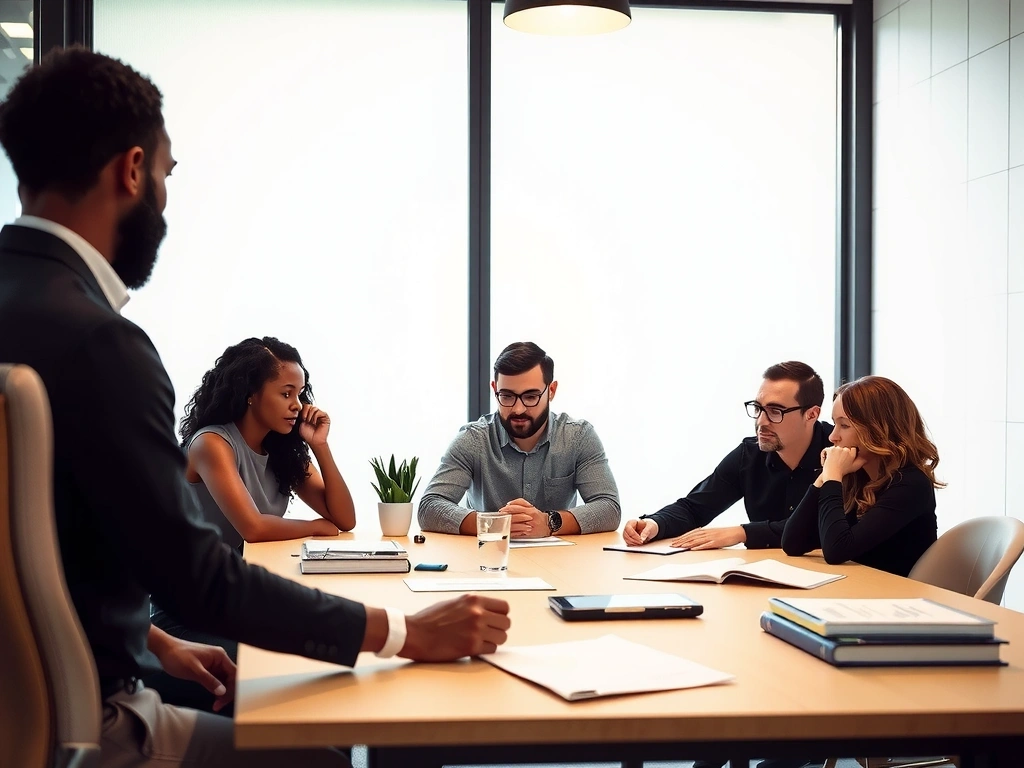 Team of marketing professionals collaborating on a strategic plan